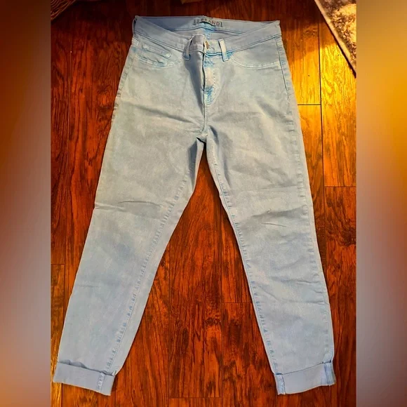 Bright neon blue J brand skinny jeans